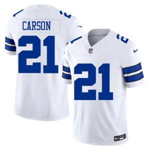 White #21 Embroidery Caelen Carson Men's DC Jerseys 265706-342