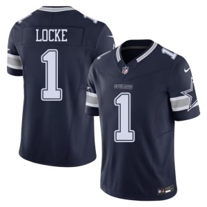Navy #1 Lone Star Cowboys P.J. Locke Embroidery Mens Jersey 175165-853