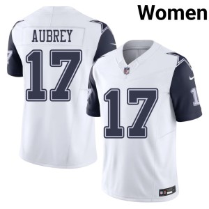 White DAL Cowboys Embroidery Women Brandon Aubrey #17 Color Rush Jerseys 260873-448