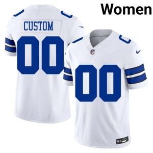 White #00 Women Official Dallas Cowboys Custom Jersey 481008-644