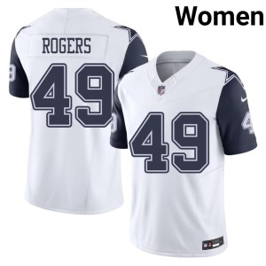White Color Rush DJ Rogers Official DAL Cowboys Women #49 Jerseys 461599-869