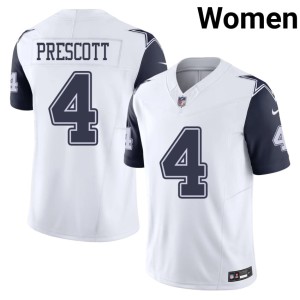 White Color Rush Dak Prescott Player Women Cowboys #4 Jerseys 992285-906