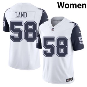 White Isaiah Land #58 Women's Color Rush Embroidery Dallas Cowboys Jerseys 220595-604