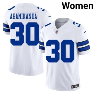 White Israel Abanikanda #30 Dallas Cowboys Women Football Jersey 987661-425