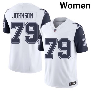 White #79 Marcellus Johnson NIL Women DAL Cowboys Color Rush Jersey 825756-486