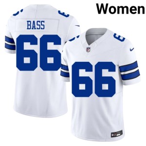 White Women T.J. Bass #66 Official Cowboys Jerseys 473034-833