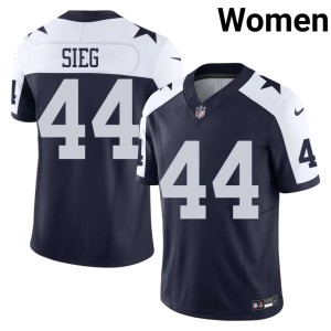Navy #44 Trent Sieg Alternate Replica DAL Cowboys Women's Jersey 929545-999