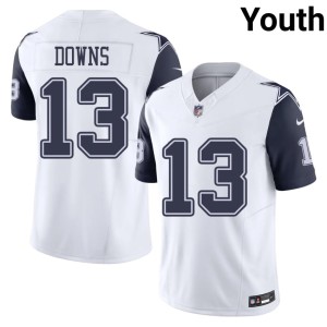 White Youth #13 Official Caleb Downs DAL Color Rush Jerseys 769147-219