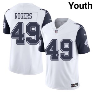 White Football DJ Rogers DAL Cowboys Youth #49 Color Rush Jersey 505734-161