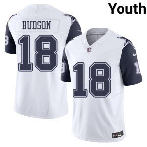 White Youth #18 Jordan Hudson Limited DAL Cowboys Color Rush Jersey 212719-736