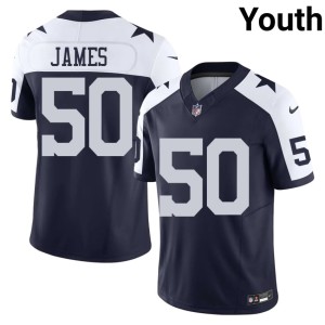 Navy Youth Alternate Shemar James NFL Dallas Cowboys #50 Jerseys 618583-219